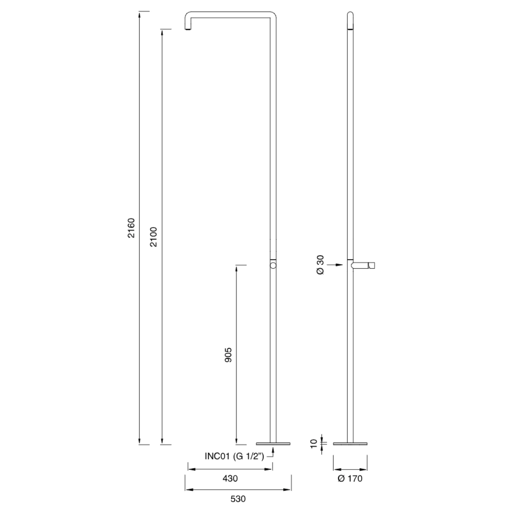 CAR160 | Free-standing outdoor shower | $4,420.00 - $5,010.00 - Image 3