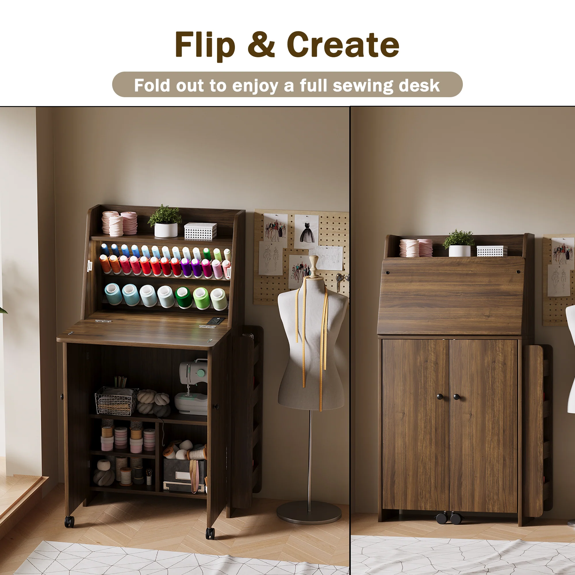 Advwin Folding Sewing Machine Cabinet - Image 2