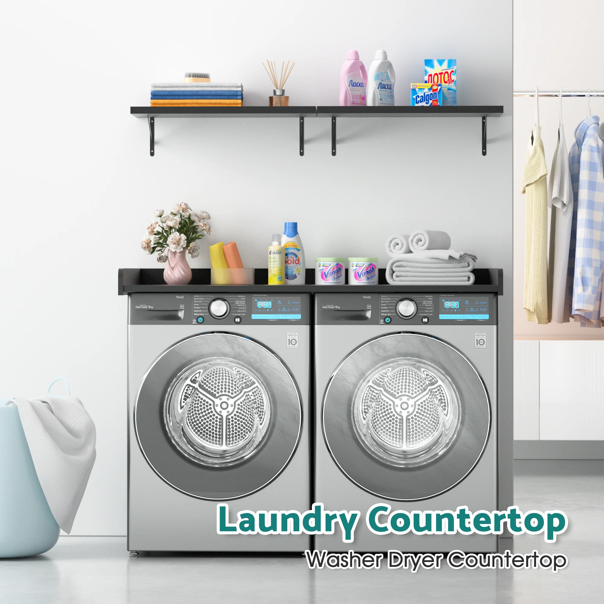 Advwin Washer Dryer Countertop 54" 2-Layer Shelves - Image 3