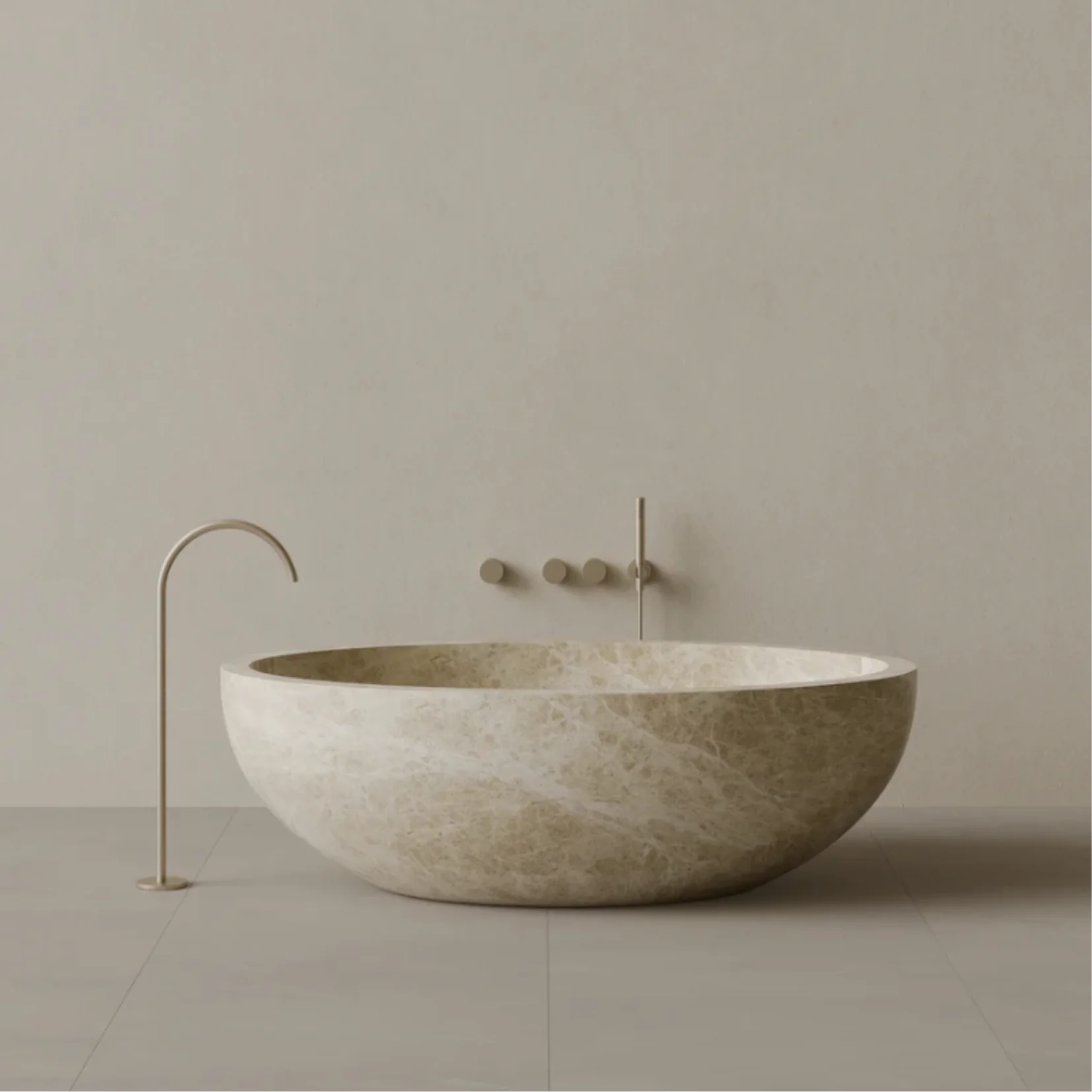 ELEMENTO BATH | 69" x 45" HANDCRAFTED OVAL STONE BATHTUB | $13,808.00 - $55,898.00 - Image 3