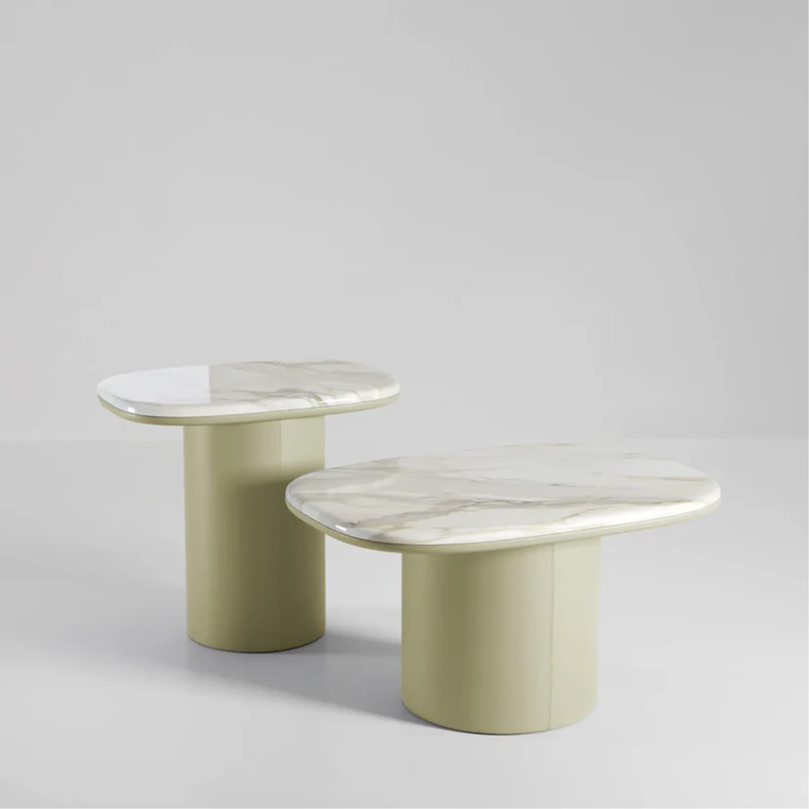 SECOLO | GEMINI LEATHER AND CALACATTA SIDE TABLE | $6,785 - Image 3