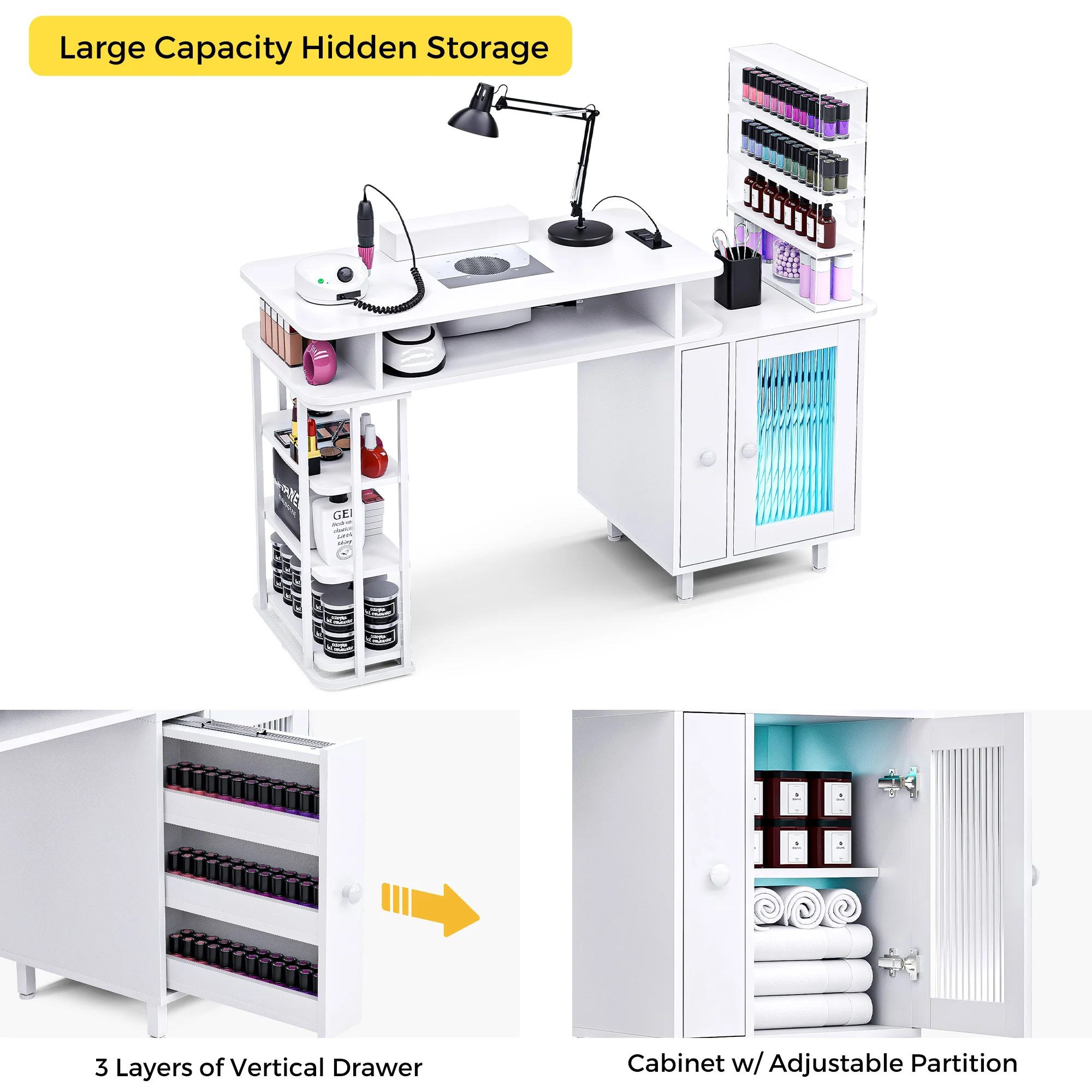 Advwin Manicure Table with LED Light - Image 3