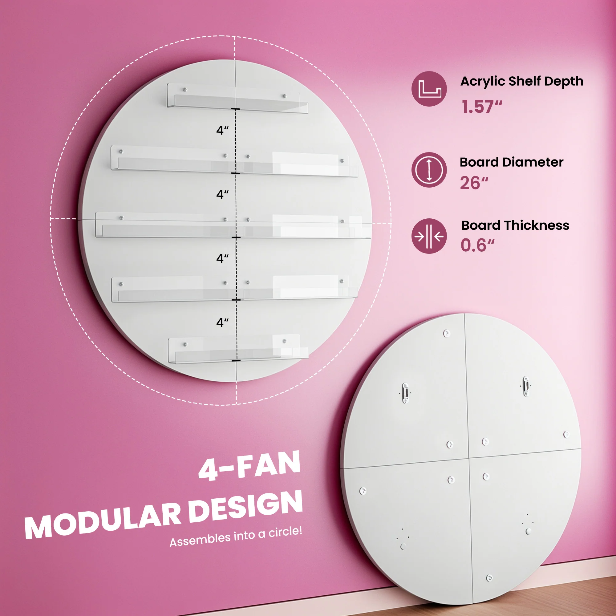 Advwin Wall Mount Round Nail Polish Organizer - Image 3