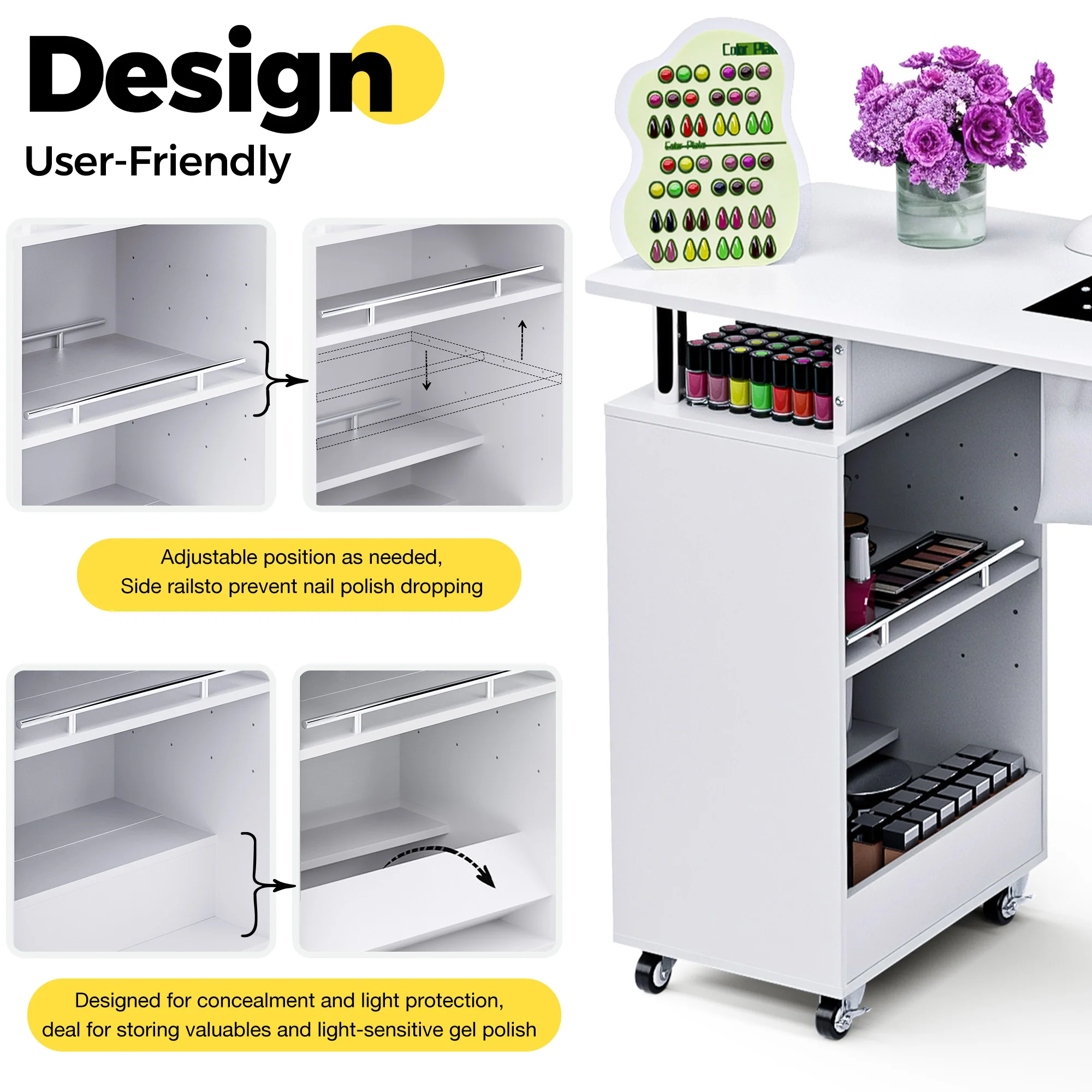 Advwin Nail Table w/ Dust Collector & Wrist Rest - Image 3