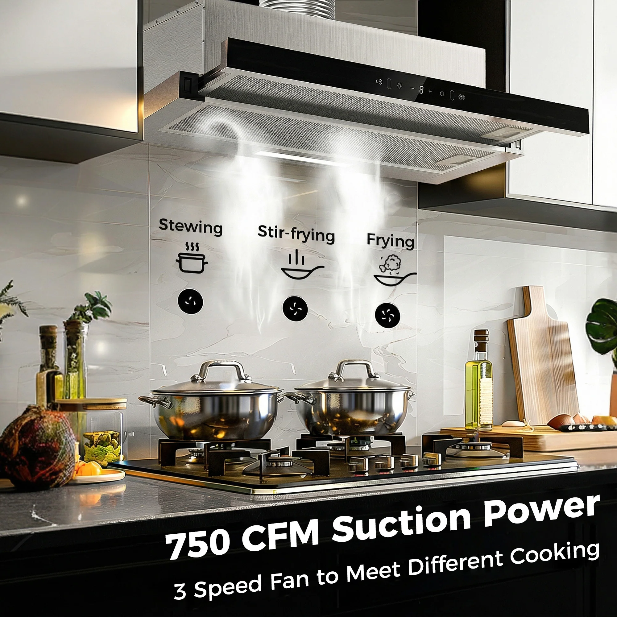 Advwin 30 Inch Range Hood w/ Hidden Pull-out Panel - Image 3