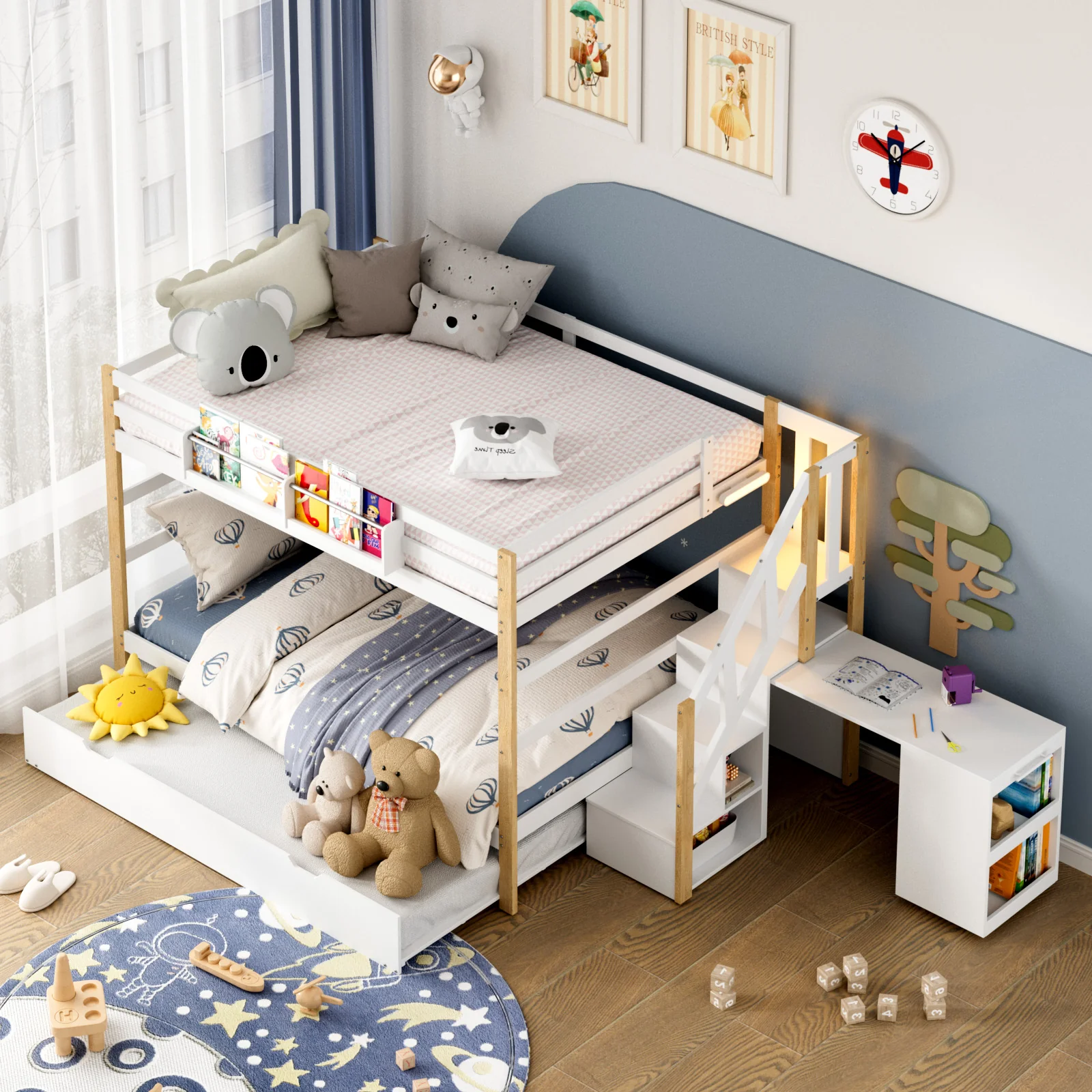 Advwin Bunk Bed with Trundle and Storage Stairs - Image 2