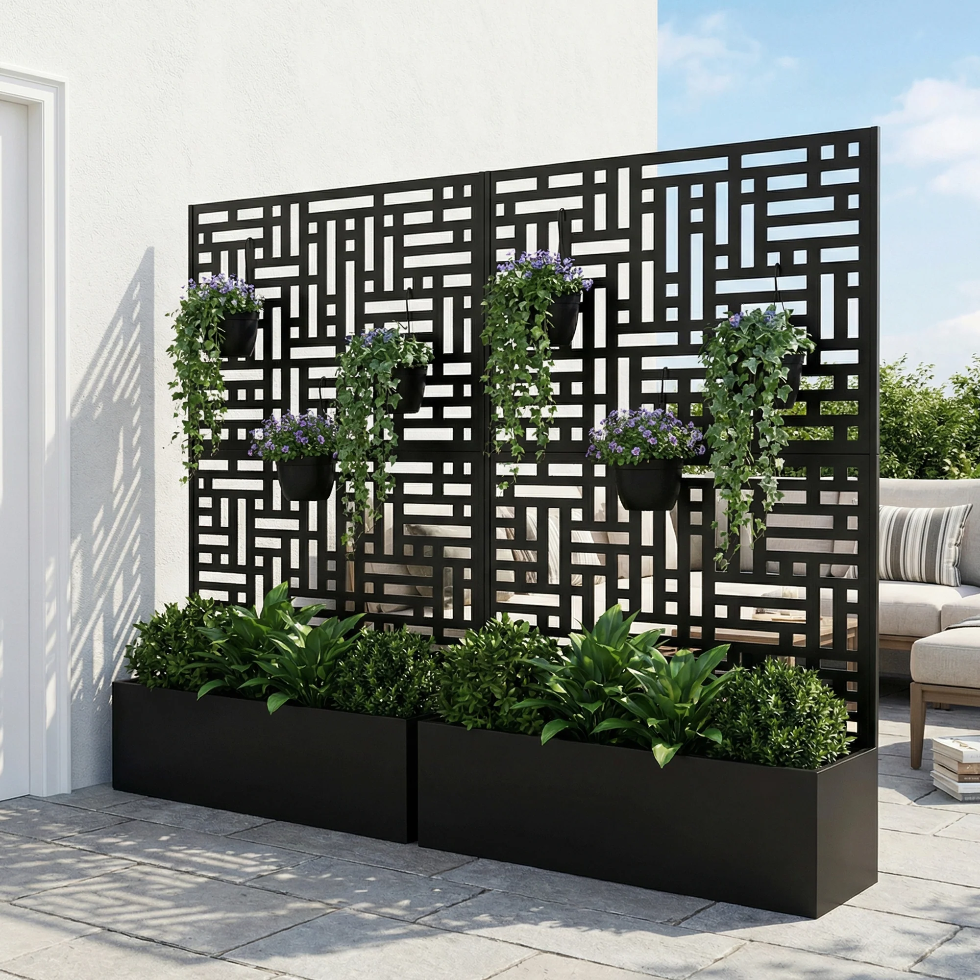 Advwin Metal Planter Box w/ Trellis Privacy Screen - Image 2