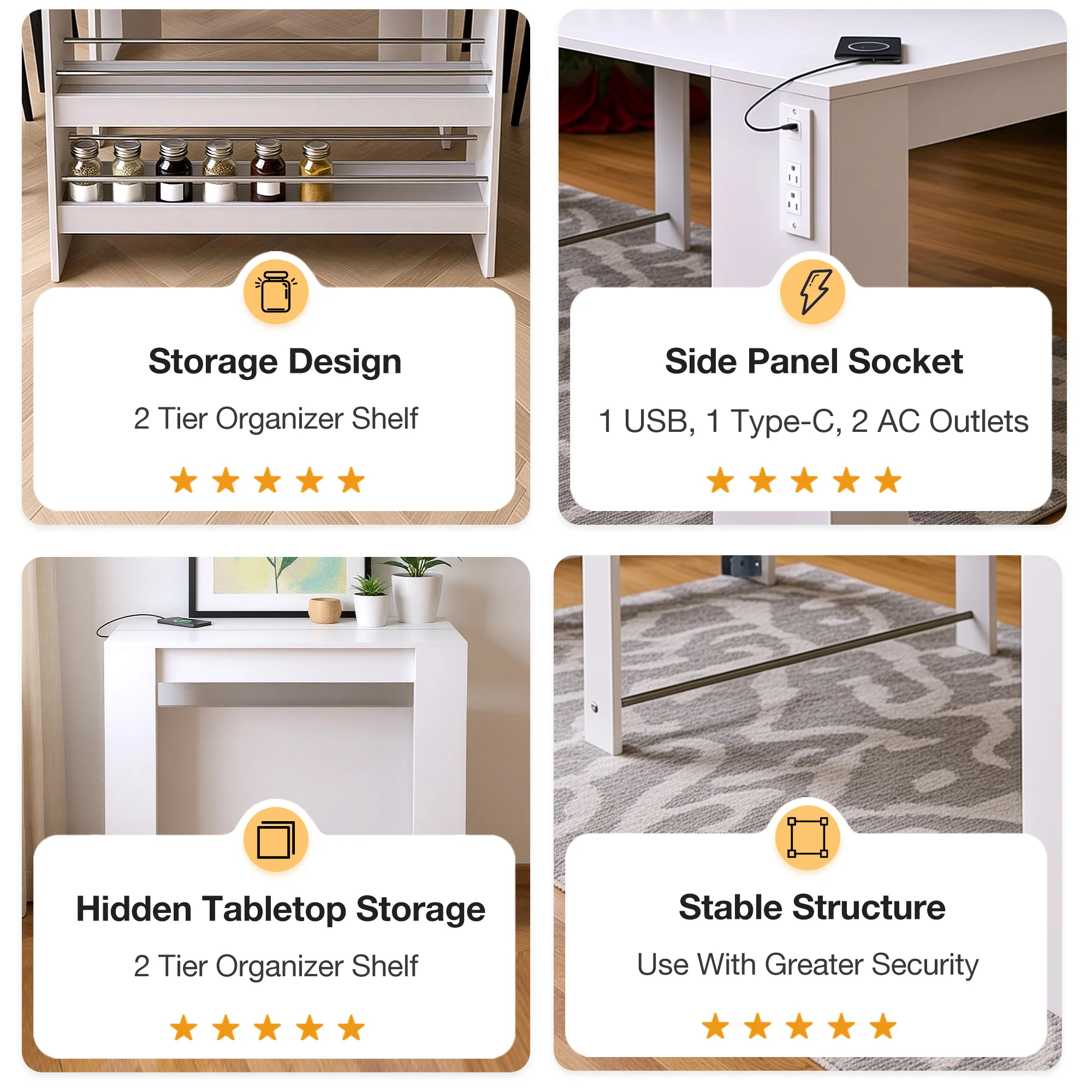 Advwin Extendable Dining Table with Outlet - Image 3