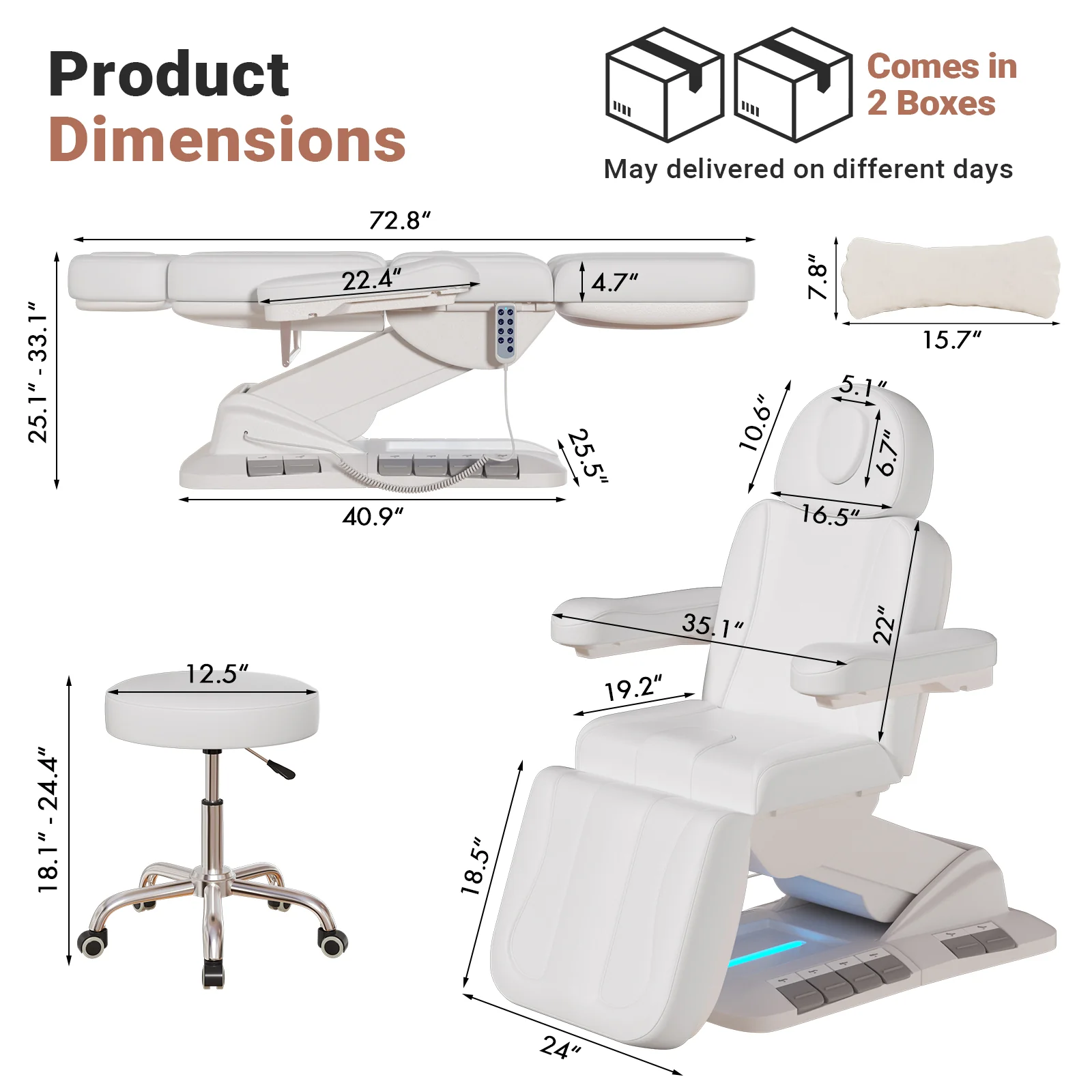 Advwin 3 Motor Adjustable Electric Esthetician Bed - Image 2