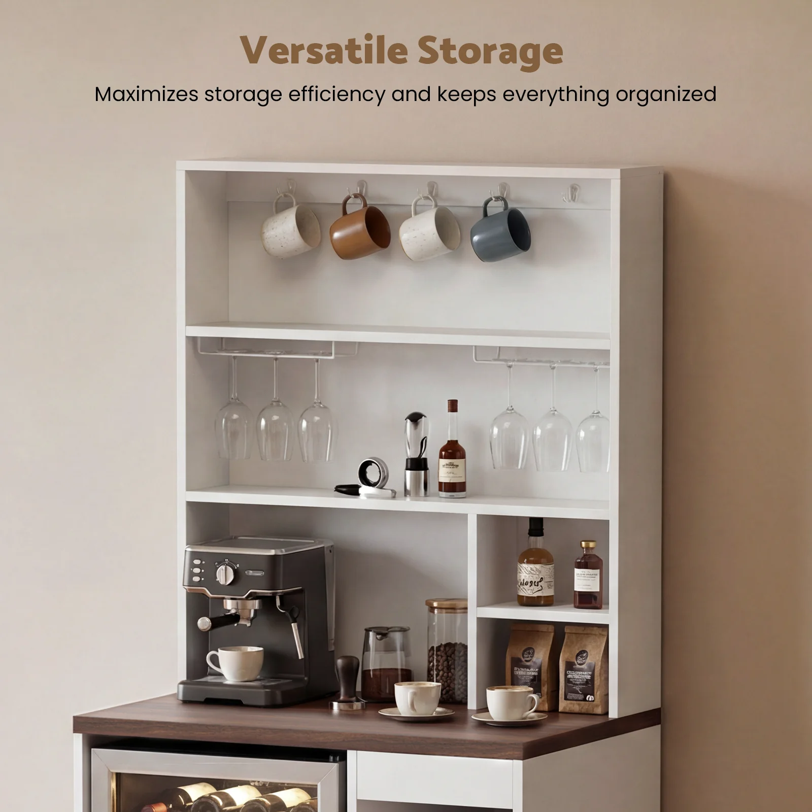 Advwin 8-Tier Tall Home Coffee Bar Cabinet - Image 3