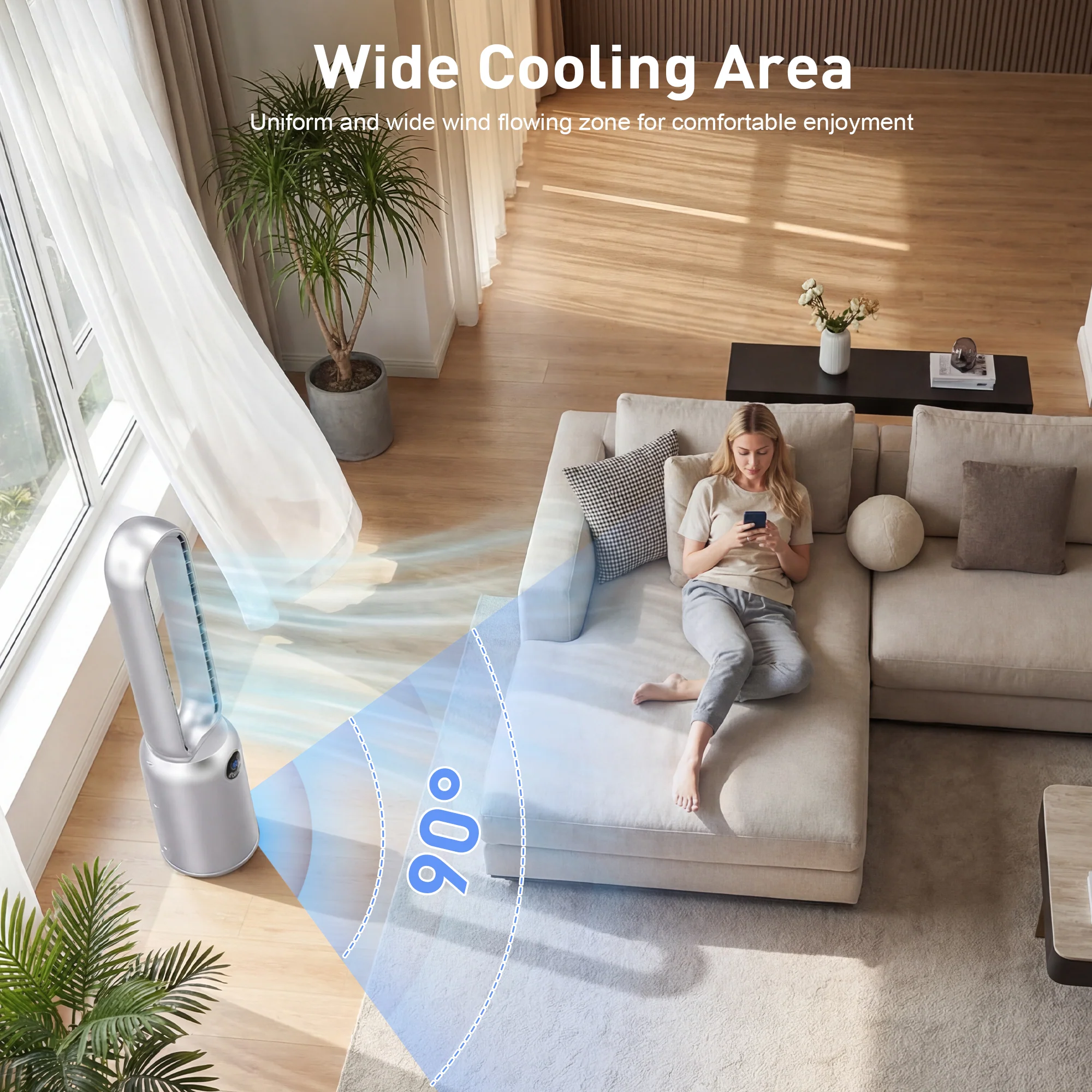 Advwin Smart Bladeless Tower Fan w/ Remote Control - Image 3