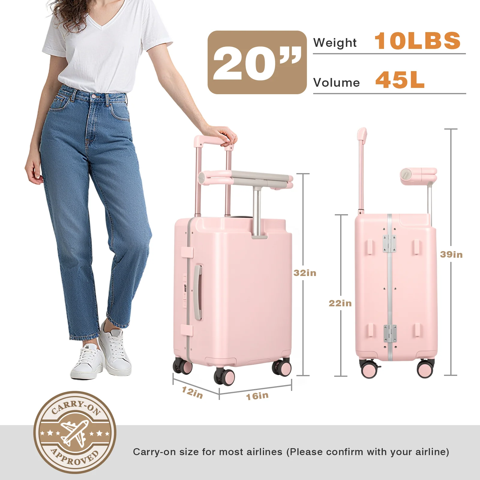 Advwin 20" Ride On Luggage with Adjustable Seat - Image 3