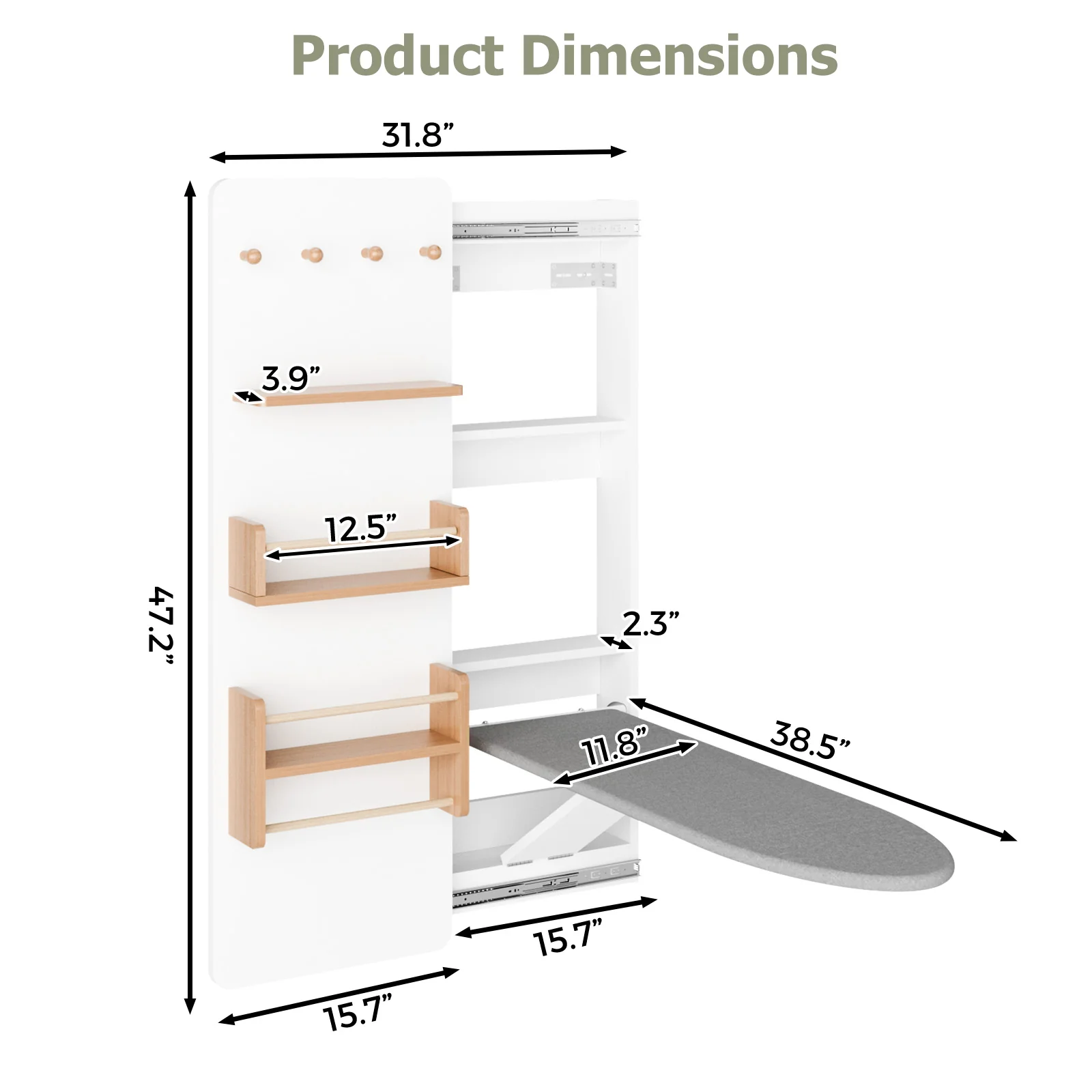 Advwin Wall Mounted Ironing Board Cabinet - Image 3