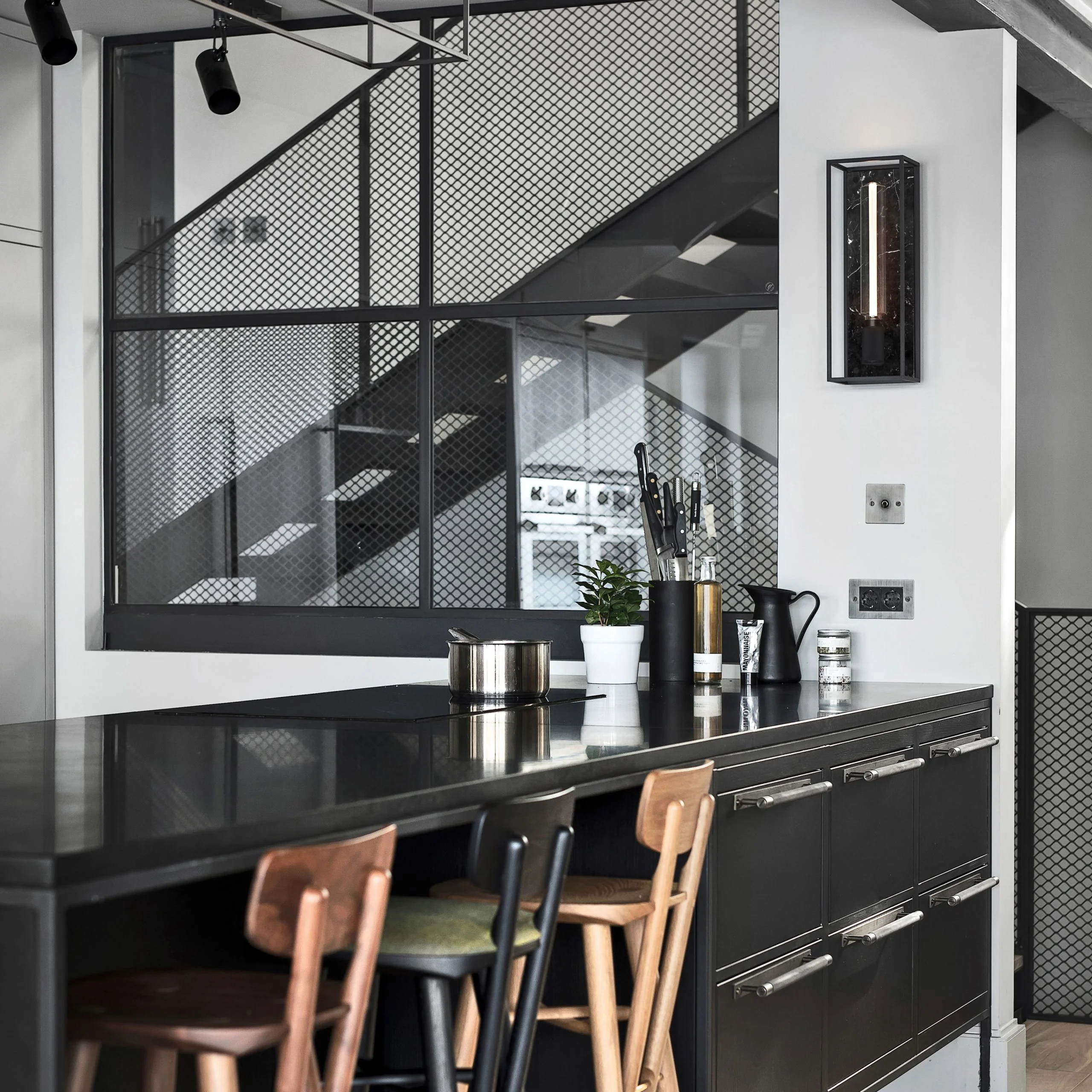 BUSTER AND PUNCH | LARGE CAGED WALL LIGHT BLACK MARBLE - $852.00 - Image 3