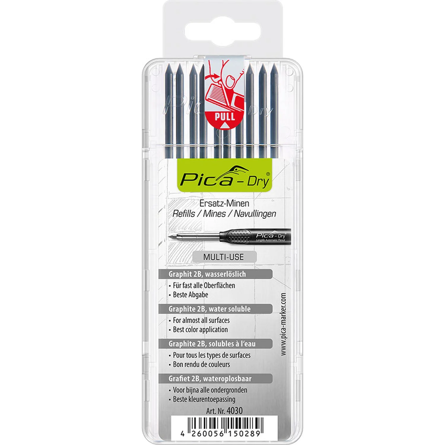 Pica 4030/SB Graphite Pencil Lead Refills, 10-Pack - Image 1