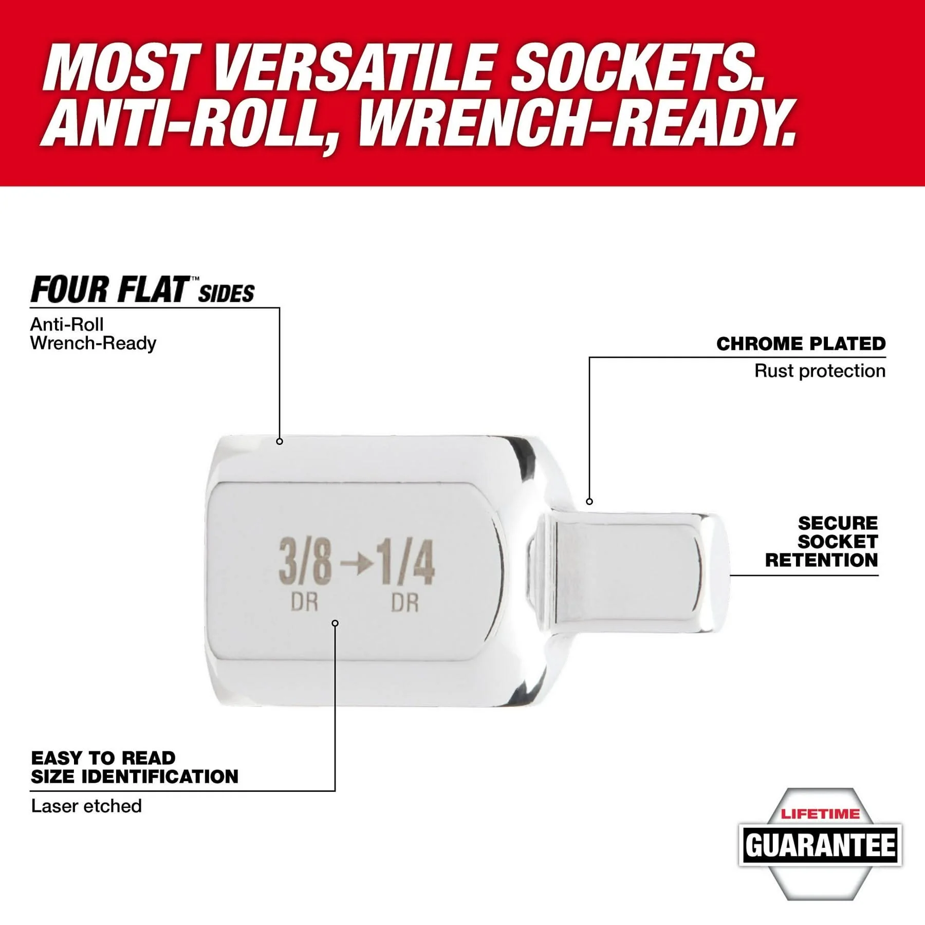 Milwaukee 42-04-9111 3/8" Drive 3/8"F X 1/2"M Adapter - Image 2