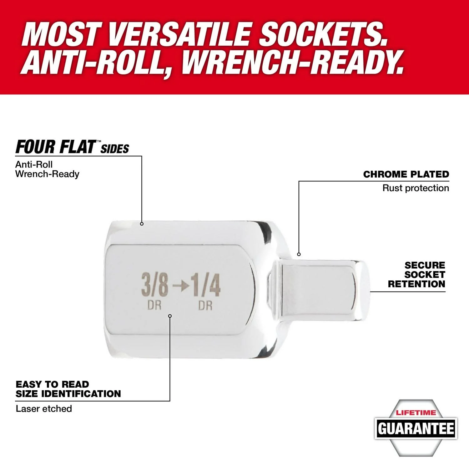 Milwaukee 42-04-9113 1/2" Drive 1/2"F X 3/8"M Adapter - Image 2