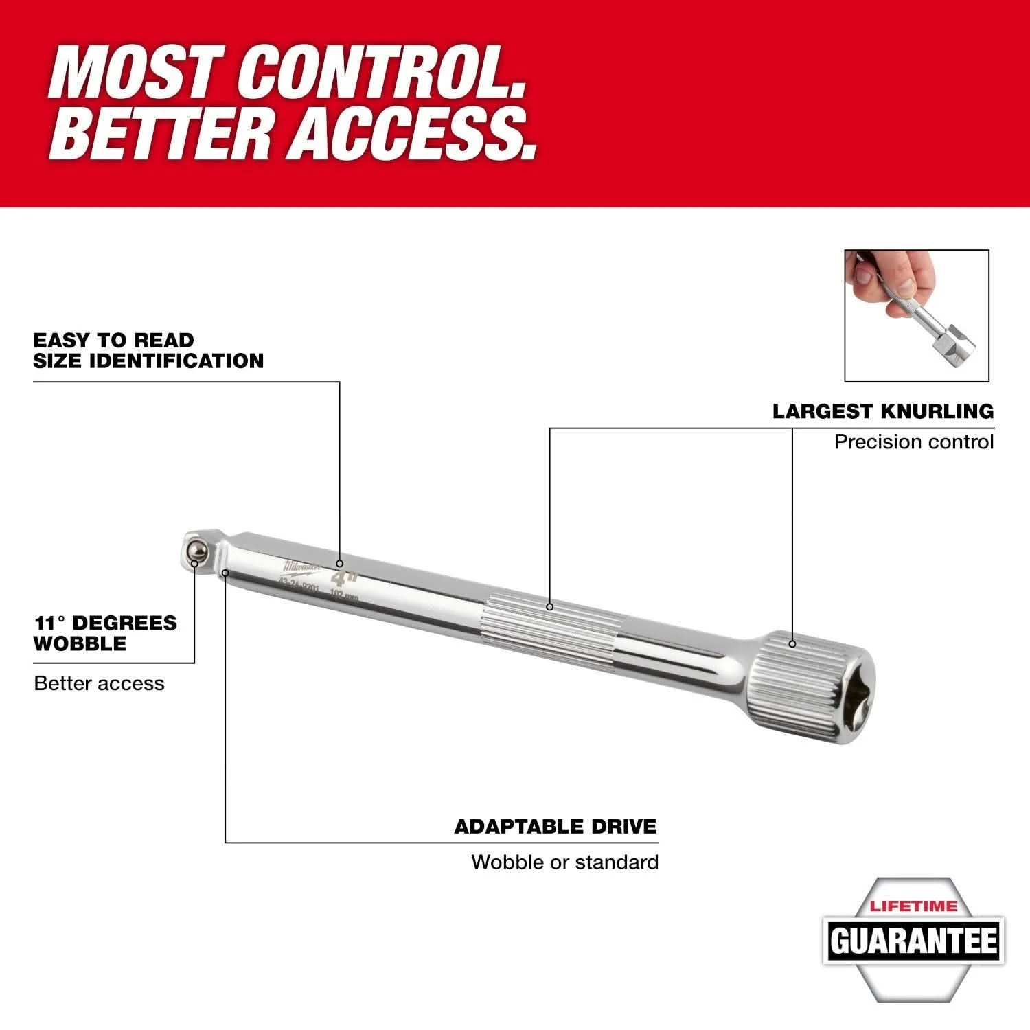Milwaukee 43-24-9202 1/4" Drive 6" Wobble Extension - Image 2