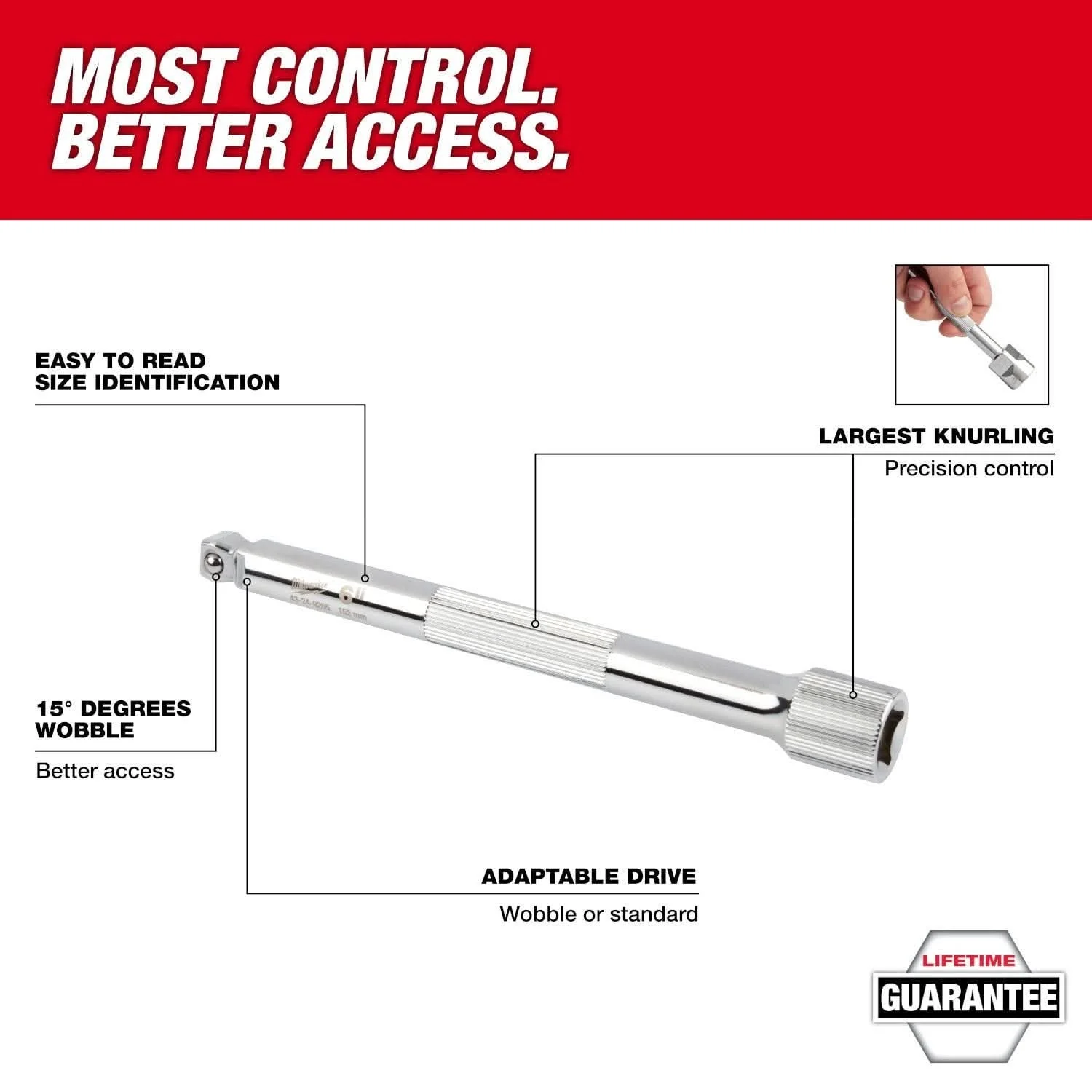 Milwaukee 43-24-9205 3/8" Drive 6" Wobble Extension - Image 2