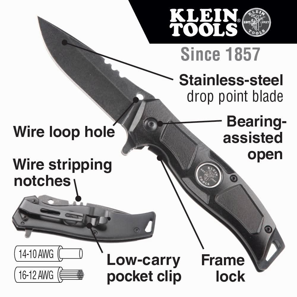 Klein 44228 Electricians Bearing-Assisted Open Pocket Knife - Image 2