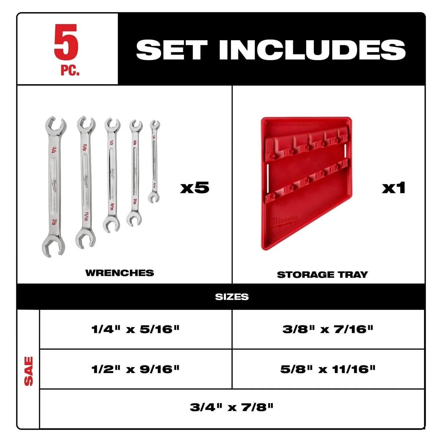 Milwaukee 45-96-8301 3/8" X 7/16" Double End Flare Nut Wrench - Image 2