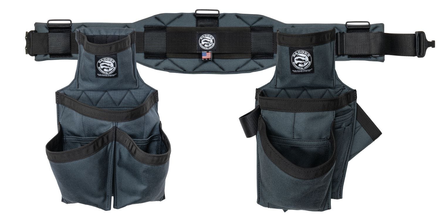 Badger Tool Belt 461010 Gunmetal Grey Carpenter Set - Image 1