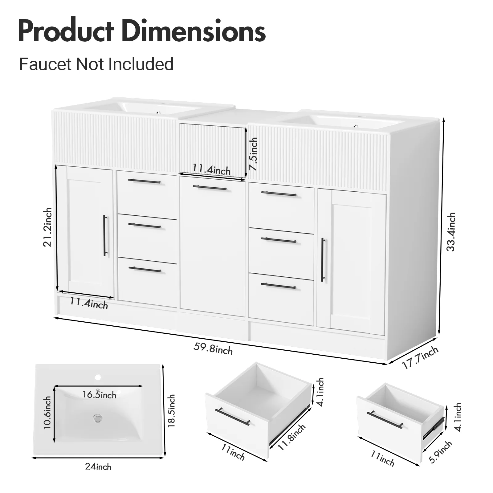 Advwin Freestanding Modern Bathroom Vanity w/ Sink - Image 3
