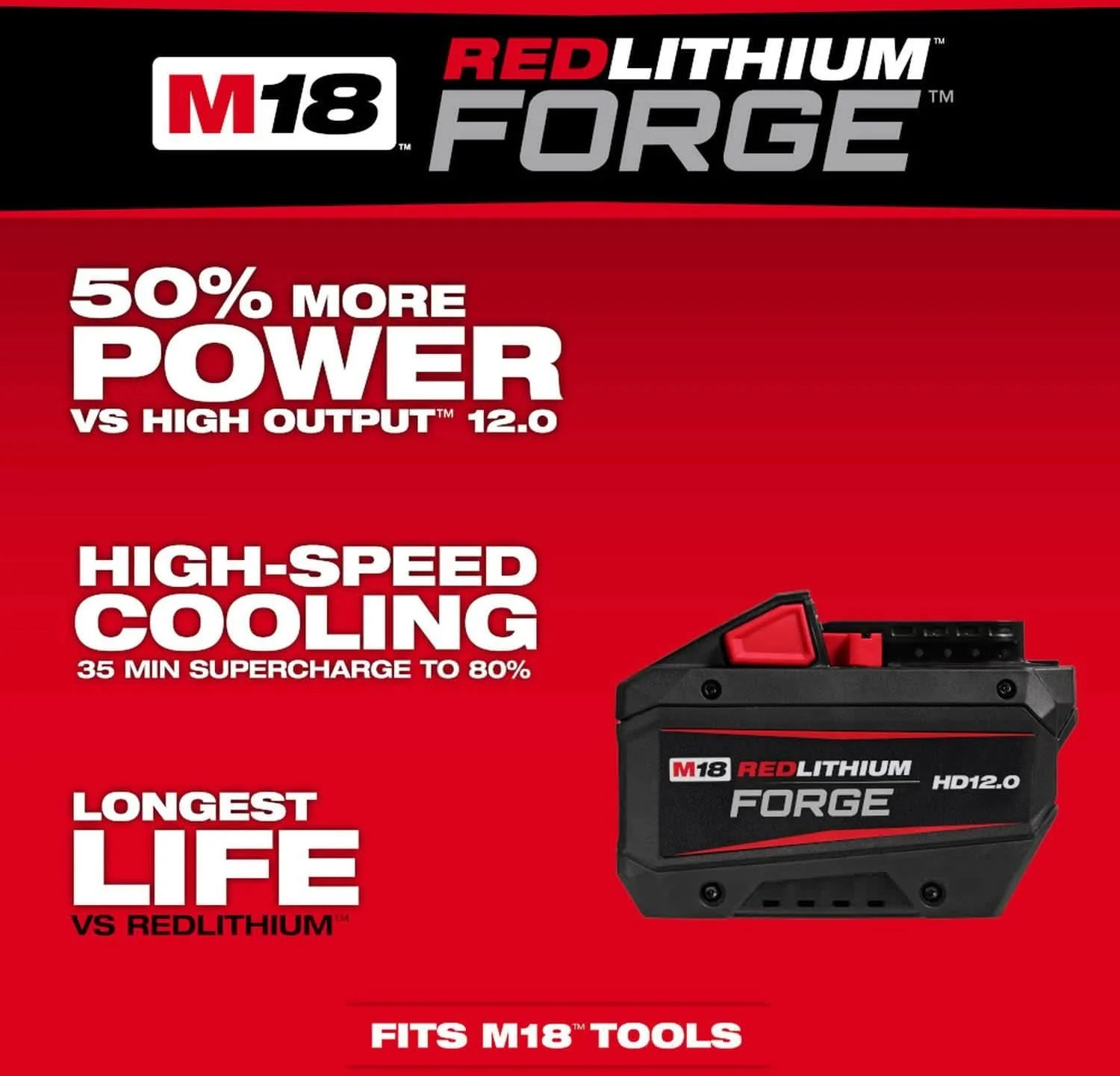 [SALE] Milwaukee 48-11-1813 M18 REDLITHIUM FORGE HD12.0 Battery Pack - Image 2