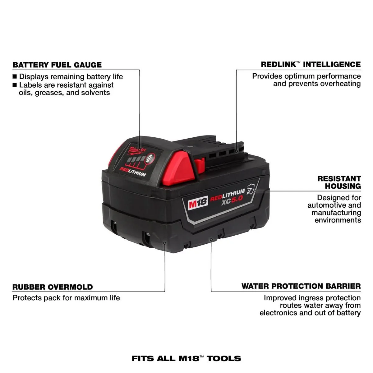 Milwaukee 48-11-1850R M18 REDLITHIUM XC5.0 Resistant Battery (PROMO) - Image 3