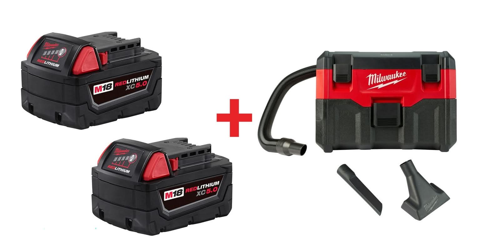 Milwaukee M18 Cordless Wet/Dry Vacuum with Battery, 2-Pack - Image 1