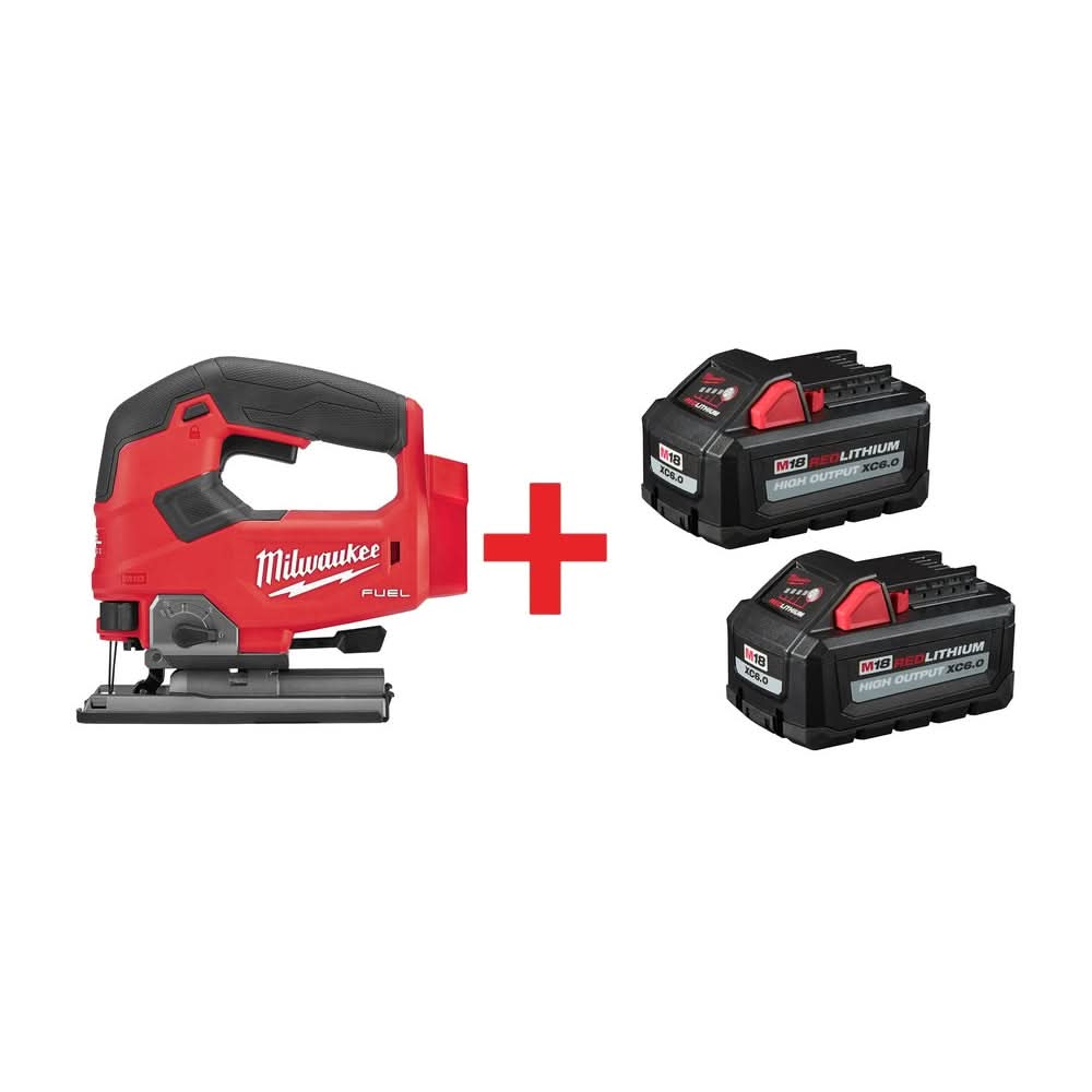 Milwaukee M18 Fuel D-Handle Jig Saw with M18 REDLITHIUM HIGH OUTPUT XC 6.0Ah Battery 2-Pack - Image 1