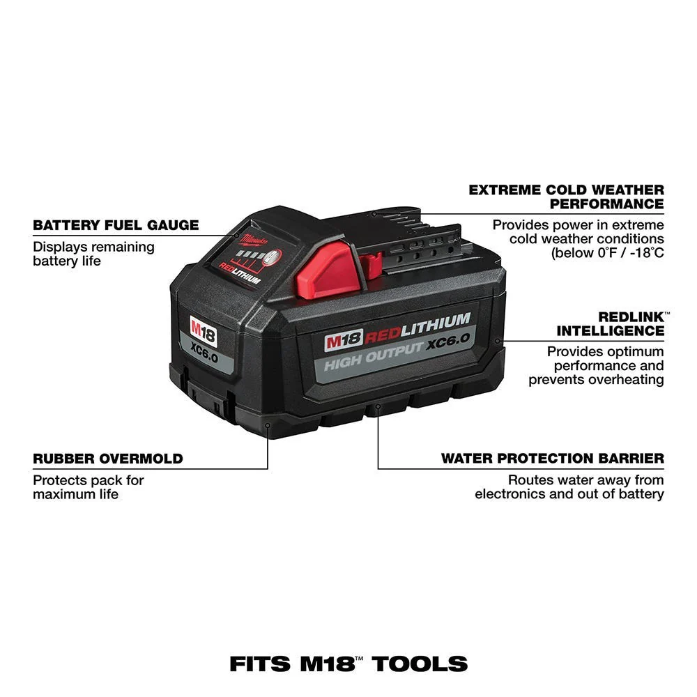 Milwaukee M18 Redlithium XC 5.0Ah Battery 2-Pack + M18 HO XC 6.0Ah Battery - Image 2