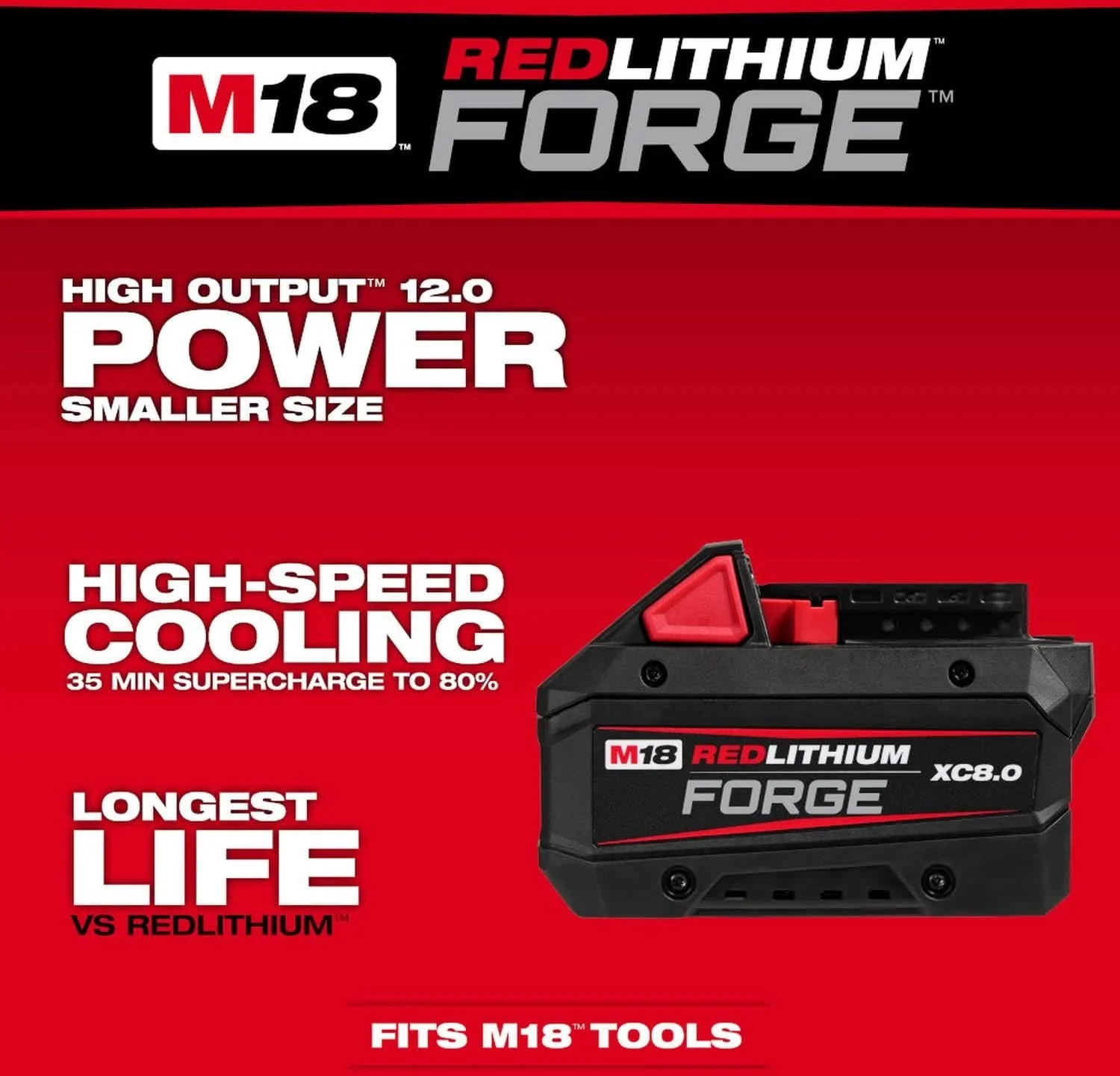 Milwaukee 48-11-1881 M18 REDLITHIUM FORGE XC8.0 Battery Pack (PROMO) - Image 2