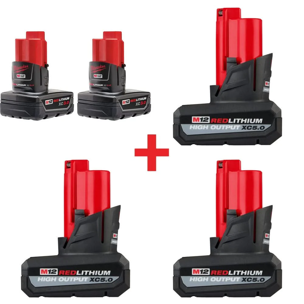 Milwaukee M12 REDLITHIUM Battery Variety 5-Pack - Image 1