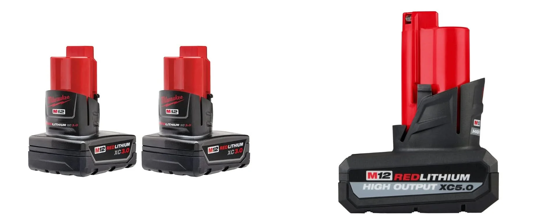 Milwaukee M12 REDLITHIUM XC 3.0Ah and XC 5.0Ah Battery, Variety 3-Pack - Image 1