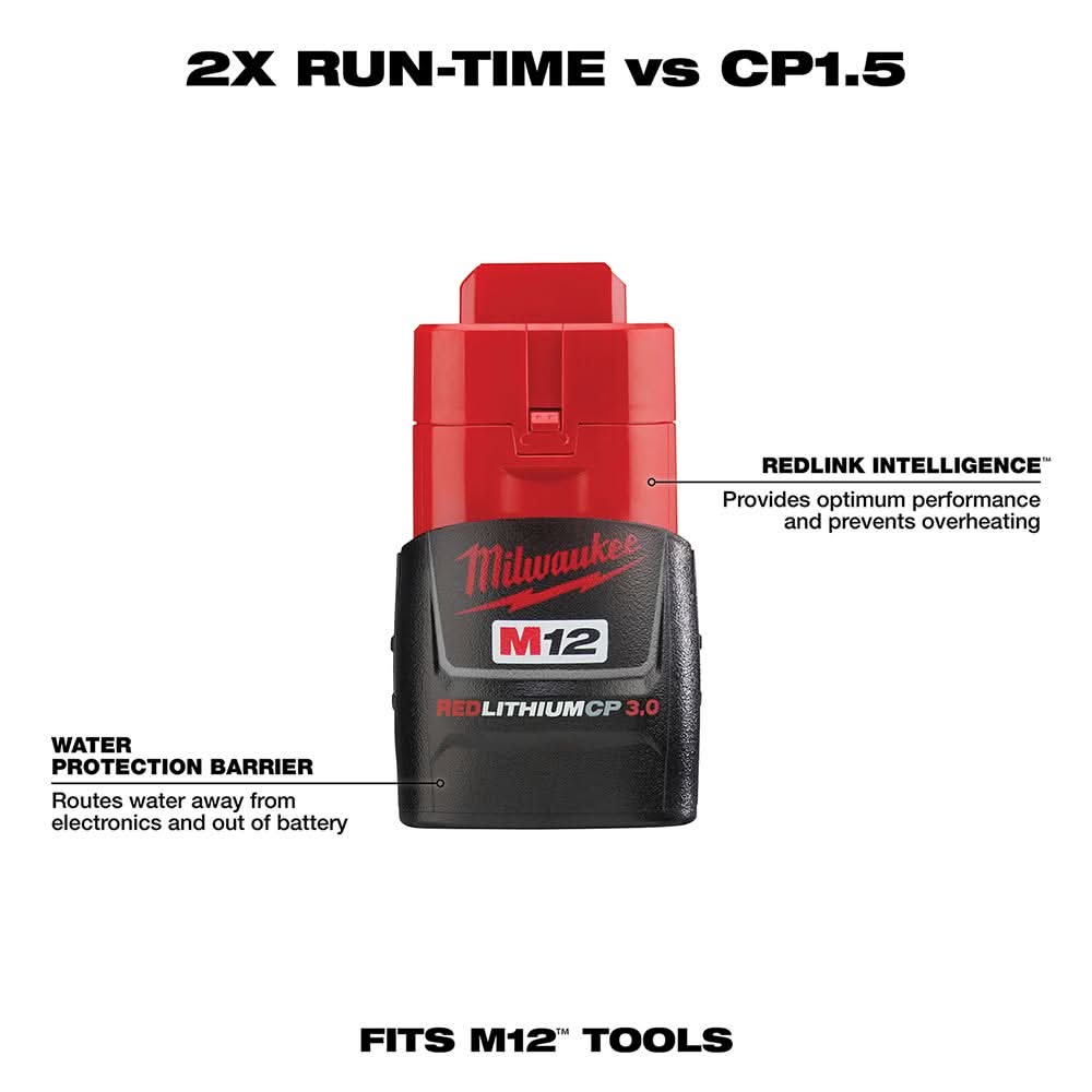 Milwaukee 48-11-2430 M12 REDLITHIUM 3.0Ah Compact Battery Pack - Image 2