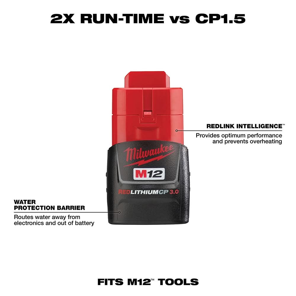 Milwaukee 48-11-2430 M12 REDLITHIUM 3.0Ah Compact Battery Pack (PROMO) - Image 2