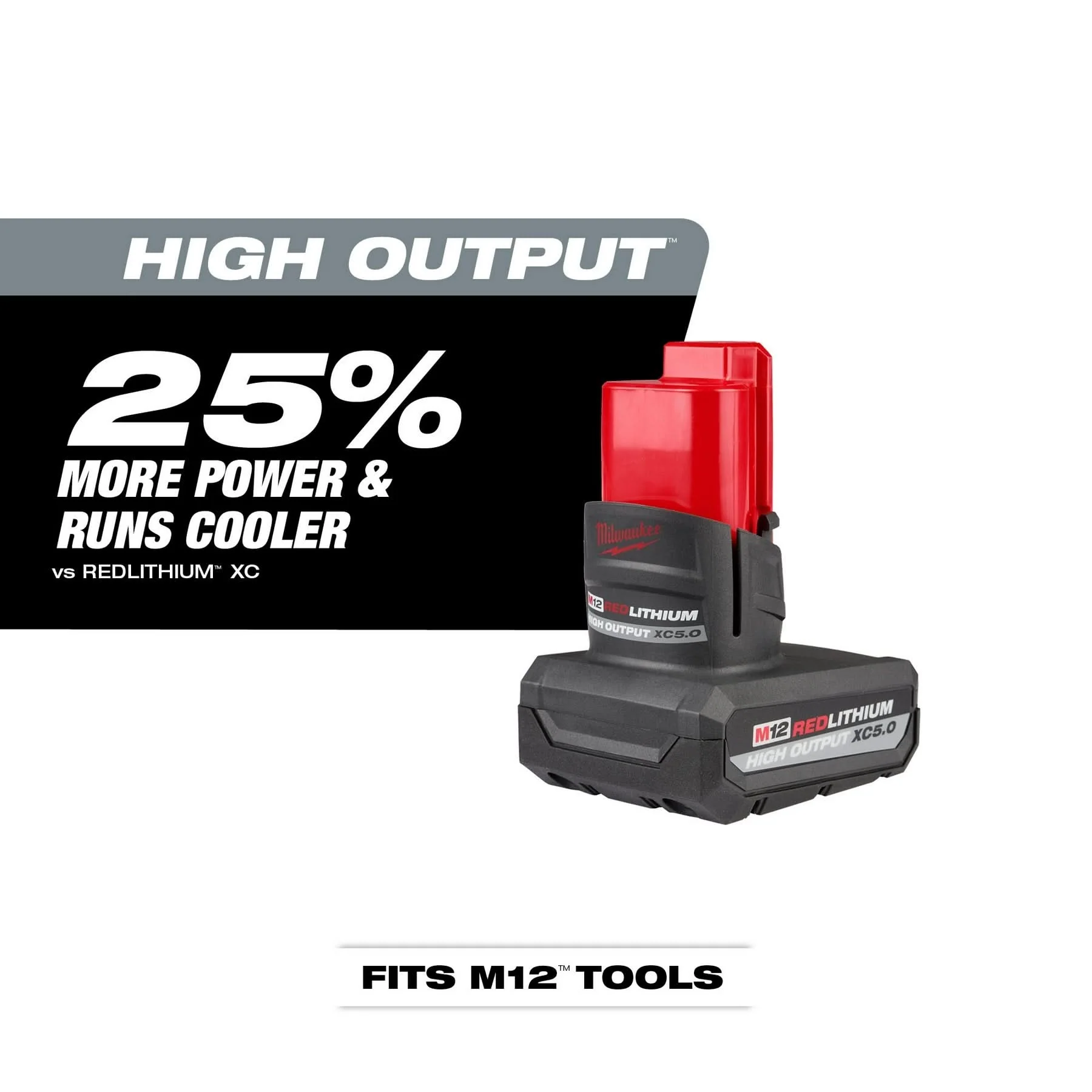 Milwaukee 48-11-2450 M12 REDLITHIUM HIGH OUTPUT XC 5.0Ah Battery Pack (PROMO) - Image 2