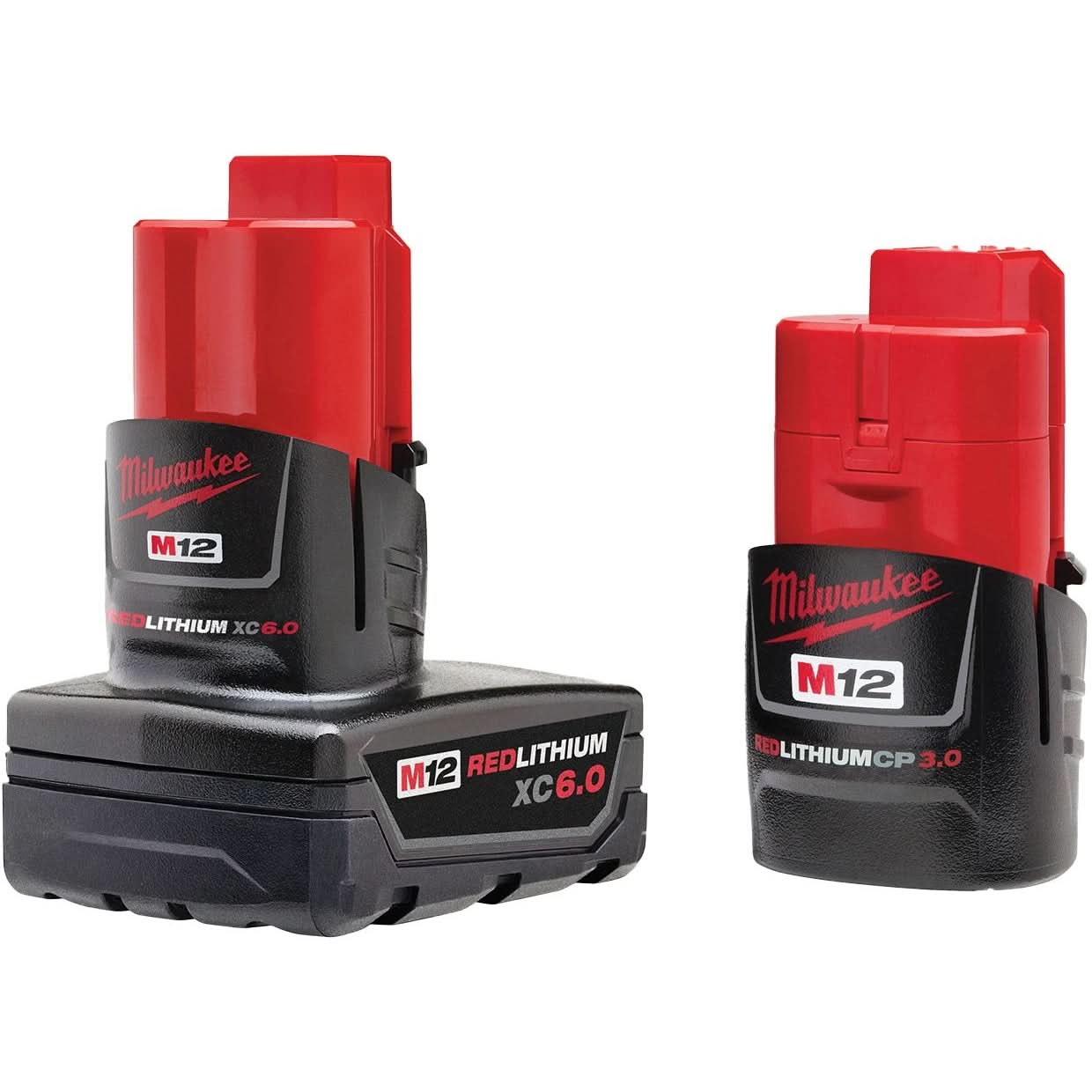 Milwaukee 48-11-2460 M12 REDLITHIUM XC6.0 Extended Capacity Battery and 48-11-2430 3.0Ah Compact Battery Combo Pack - Image 1