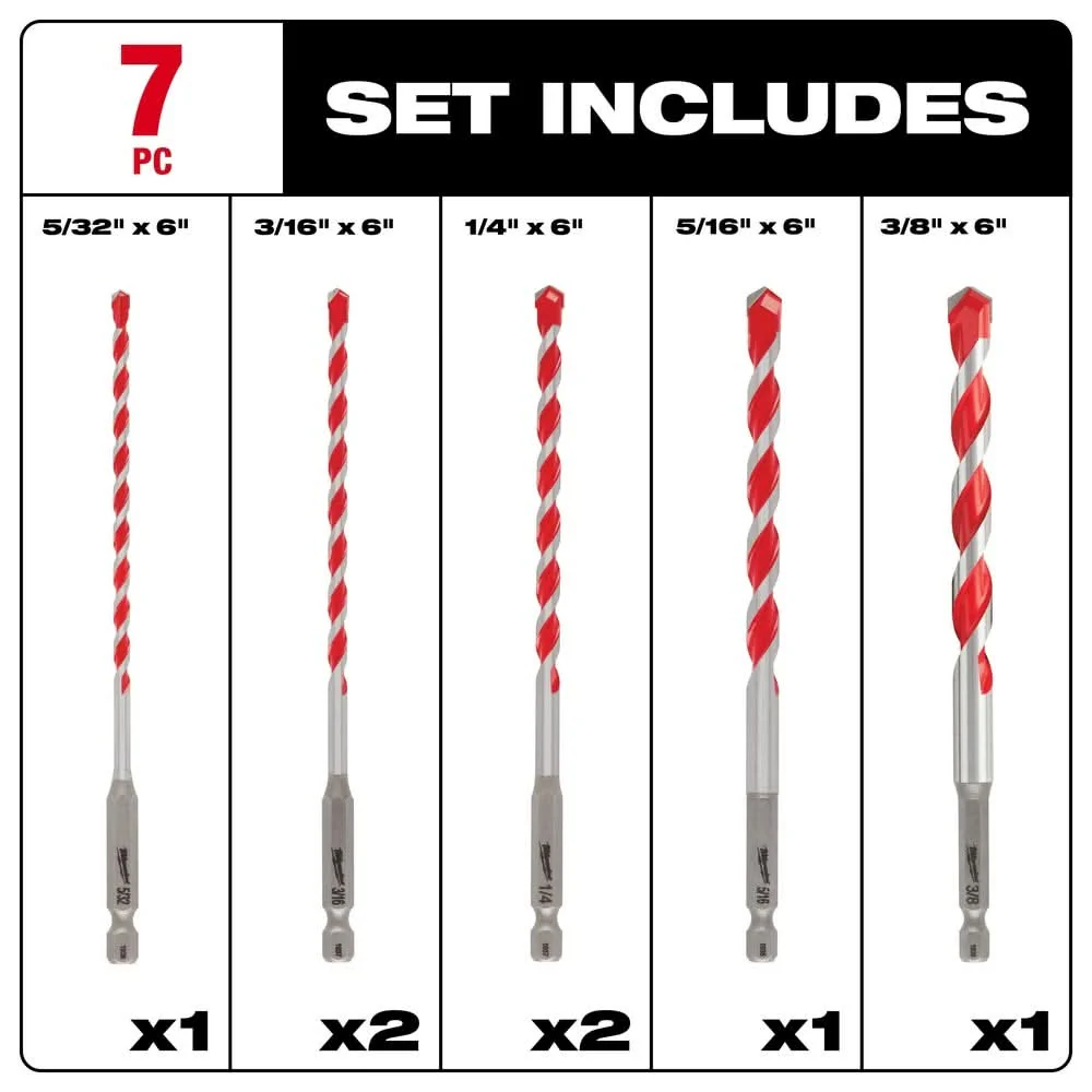 Milwaukee 48-20-9052 7PC. SHOCKWAVE Impact Duty Carbide Hammer Drill Bit Set - Image 3