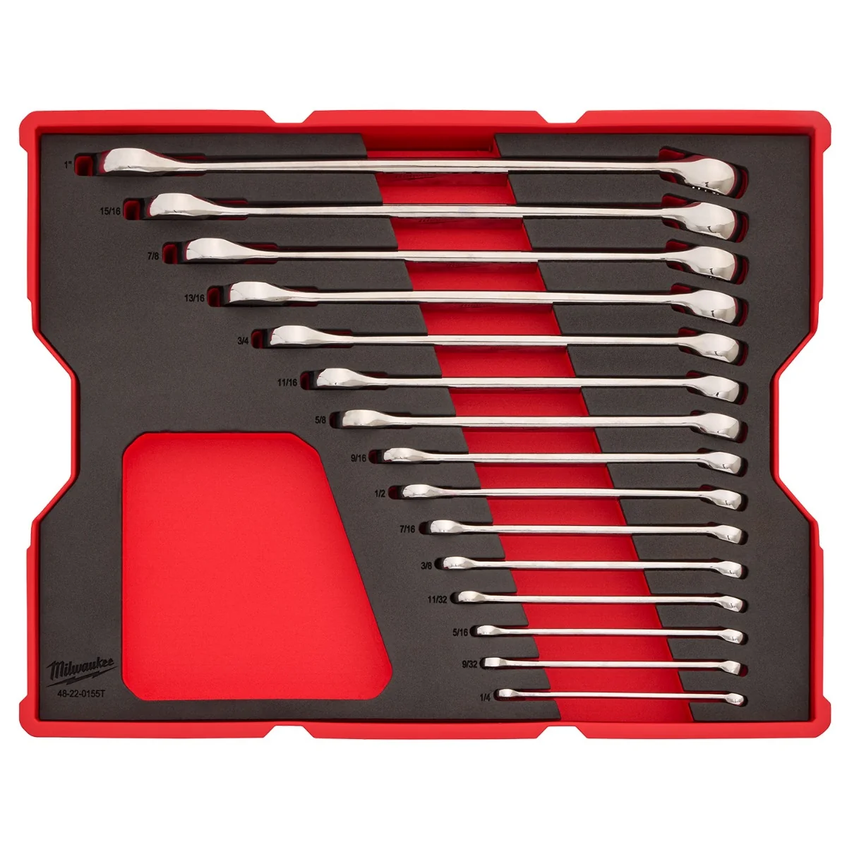 Milwaukee 48-22-0155 15-Piece SAE Combination Wrench Set with Tray for PACKOUT Drawers - Image 2