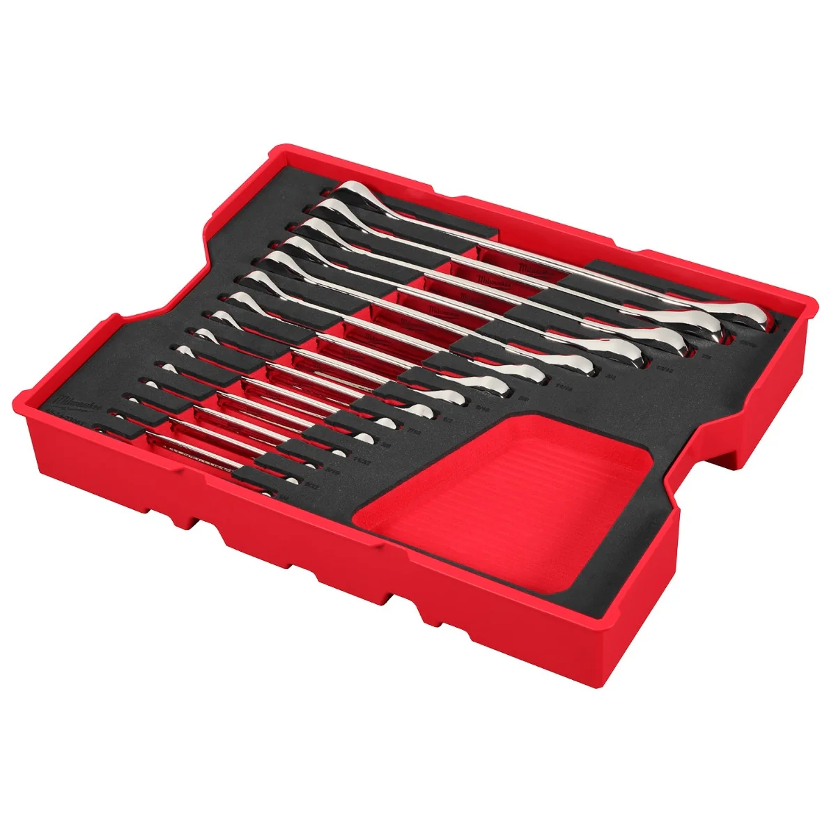 Milwaukee 48-22-0157 15-Piece SAE Ratcheting Combination Wrench Set with Tray for PACKOUT Drawers - Image 1
