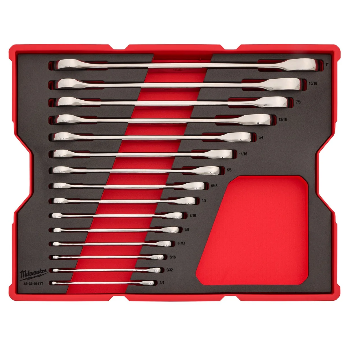 Milwaukee 48-22-0157 15-Piece SAE Ratcheting Combination Wrench Set with Tray for PACKOUT Drawers - Image 2