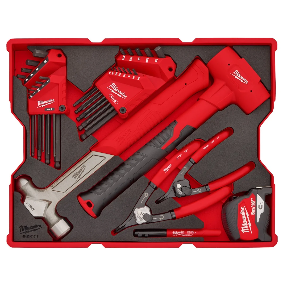 Milwaukee 48-22-0161 28-Piece Hex Key & Hammer Set with Tray for PACKOUT Drawers - Image 2