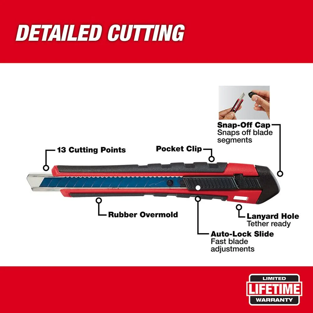 Milwaukee 48-22-1960 9Mm Snap Off Knife With Precision Cut Blade - Image 2