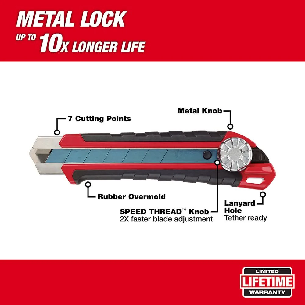 Milwaukee 48-22-1962  25mm Snap Off Knife with Metal Lock and Precision Cut Blade - Image 2