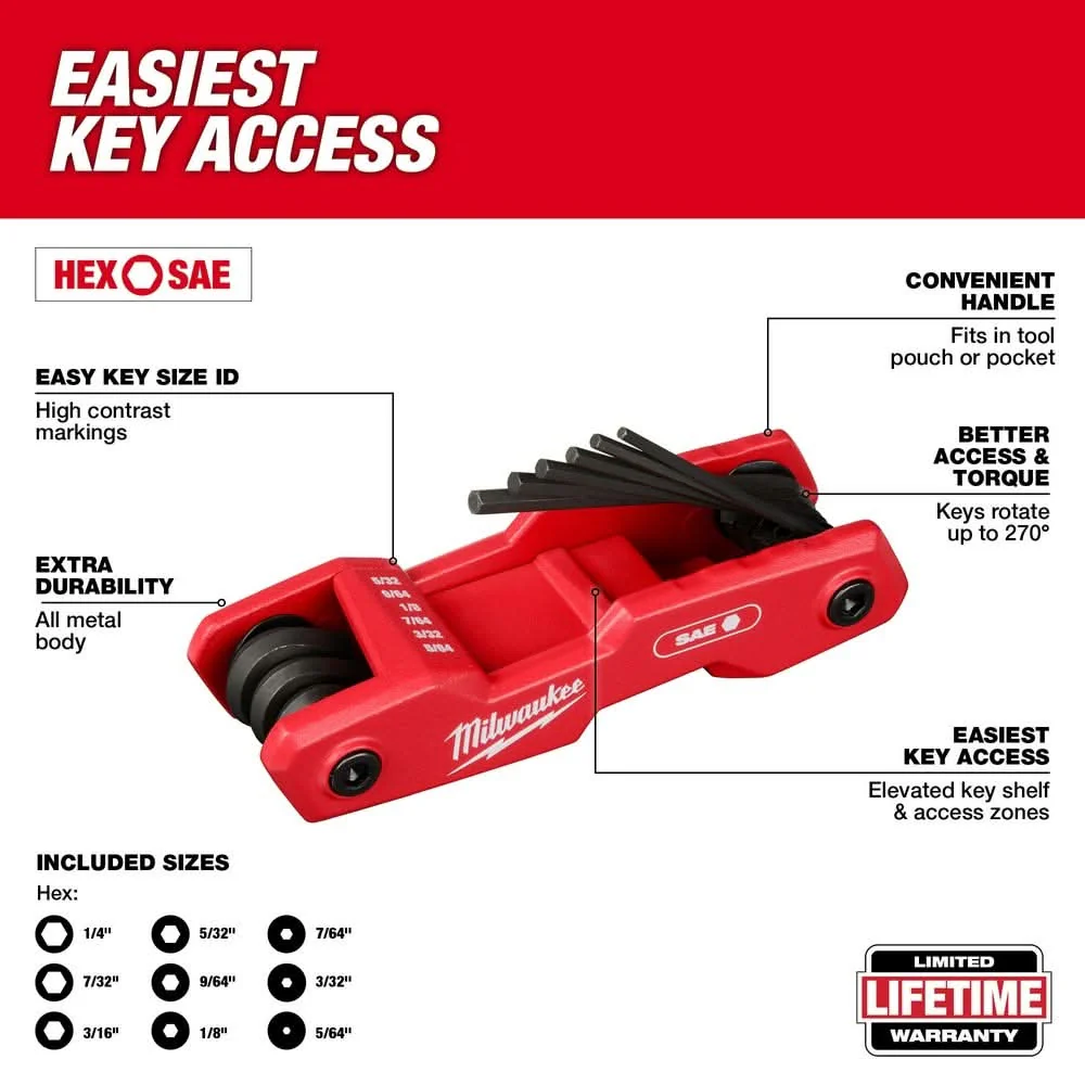 Milwaukee 48-22-2181 9-Key Folding Hex Key Set - SAE - Image 2