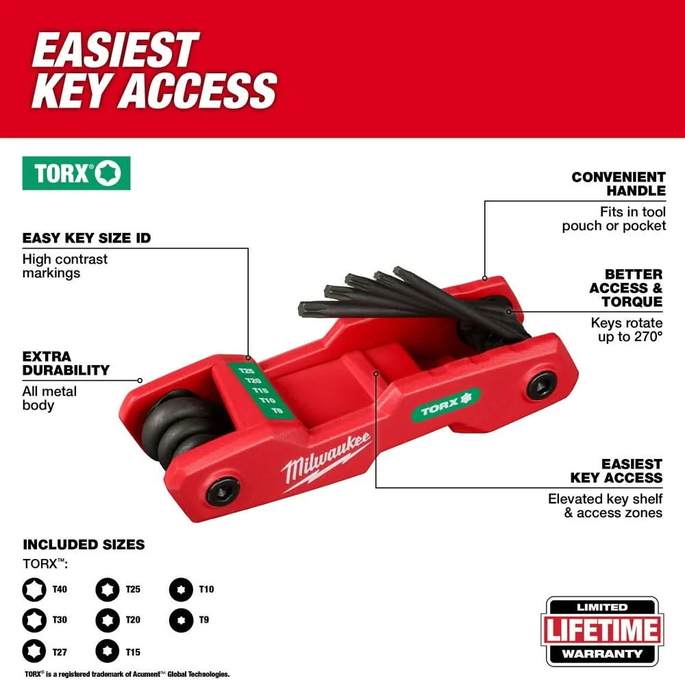 Milwaukee 48-22-2184 8-Key Folding Hex Key Set - Torx - Image 2
