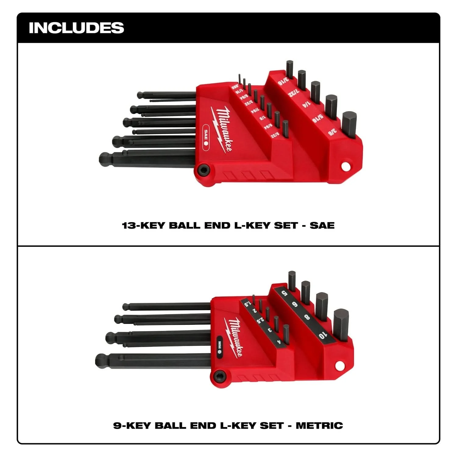 Milwaukee 48-22-2187 22-Key Ball End L-Key Set - SAE/Metric - Image 2