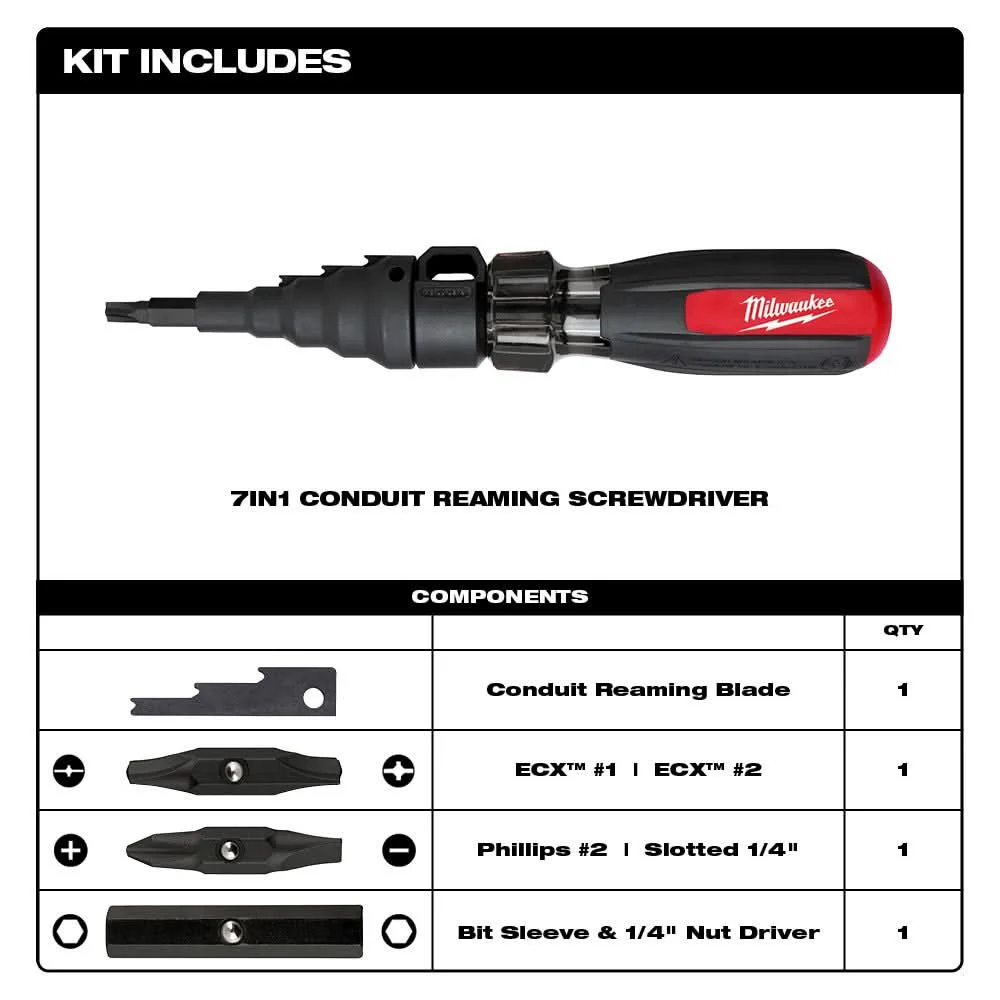 Milwaukee 48-22-2870 7in1 Conduit Reamer with ECX Bit - Image 2